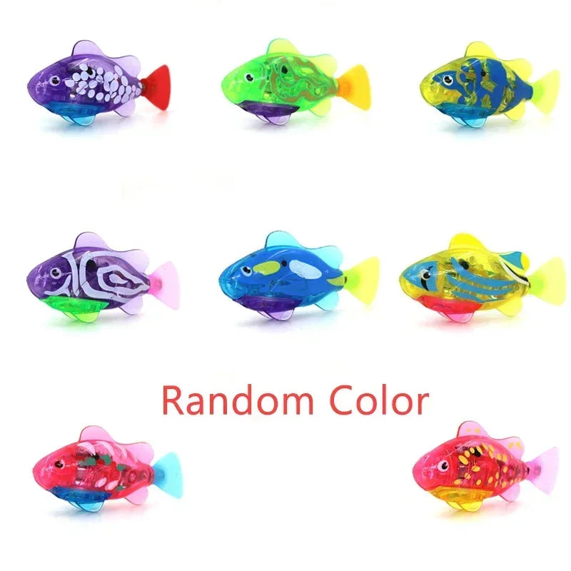 Electronic Fish Baby Summer Bath Toy Pet Cat Toys Swimming Robot Fish With LED Light Water Swim Pool Bathtub Toys Christmas Gift