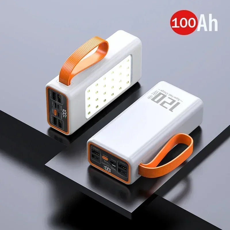 200000mAh Two-way Fast Charging 120W Portable Charger Power Bank Fast Charging External Tito C for xiaomi iPhone W/LED Light