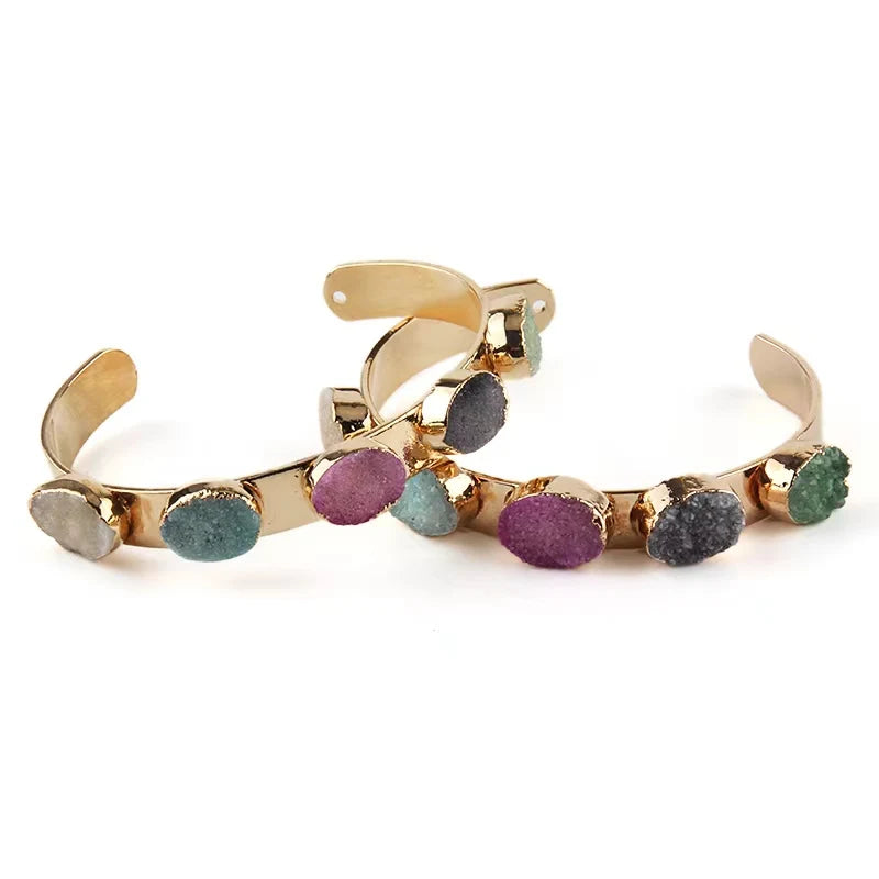 Fashion Beautiful Women Jewelry 5 Color Druzy Charm Bangle For Women Festival Gift