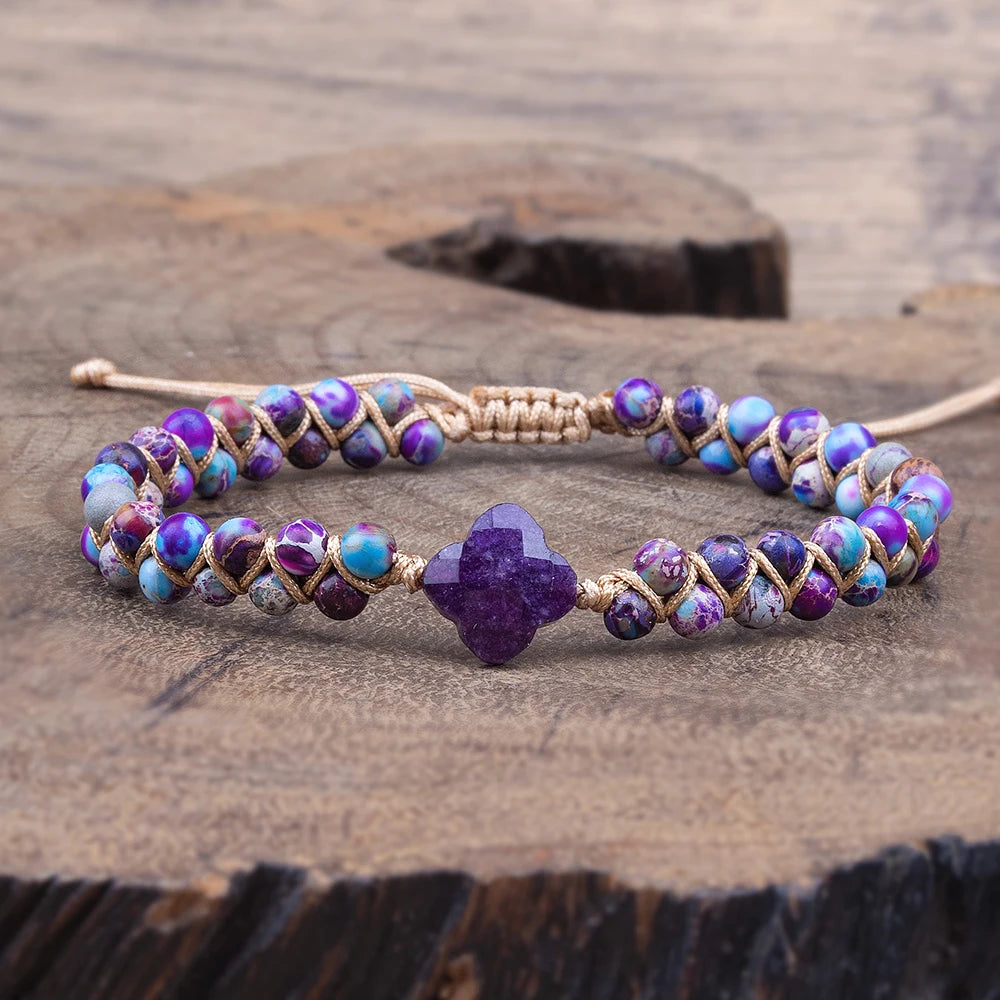 Jewelry Reiki Healing for Women Bracelet Natural Stone Heart String Handmade Braided Bracelets Emperor's Stone Wrap Bracelet