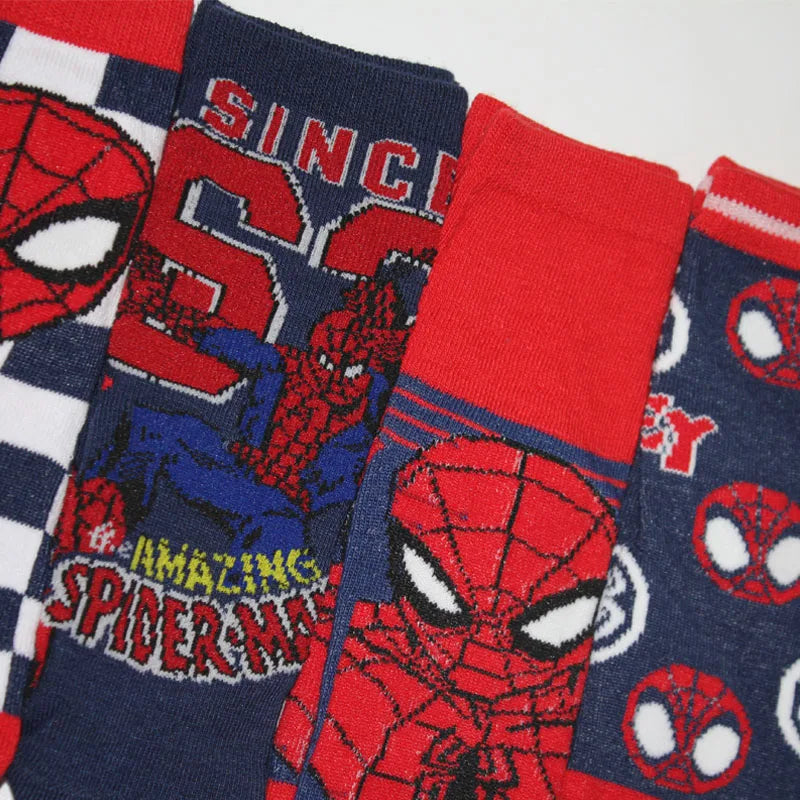 5 Pairs Spiderman Children's Socks Kawaii Soft Marvel Kids Boys Socks MiddleTube Cartoon Baby Socks Christmas Gift 2-9 Years Old