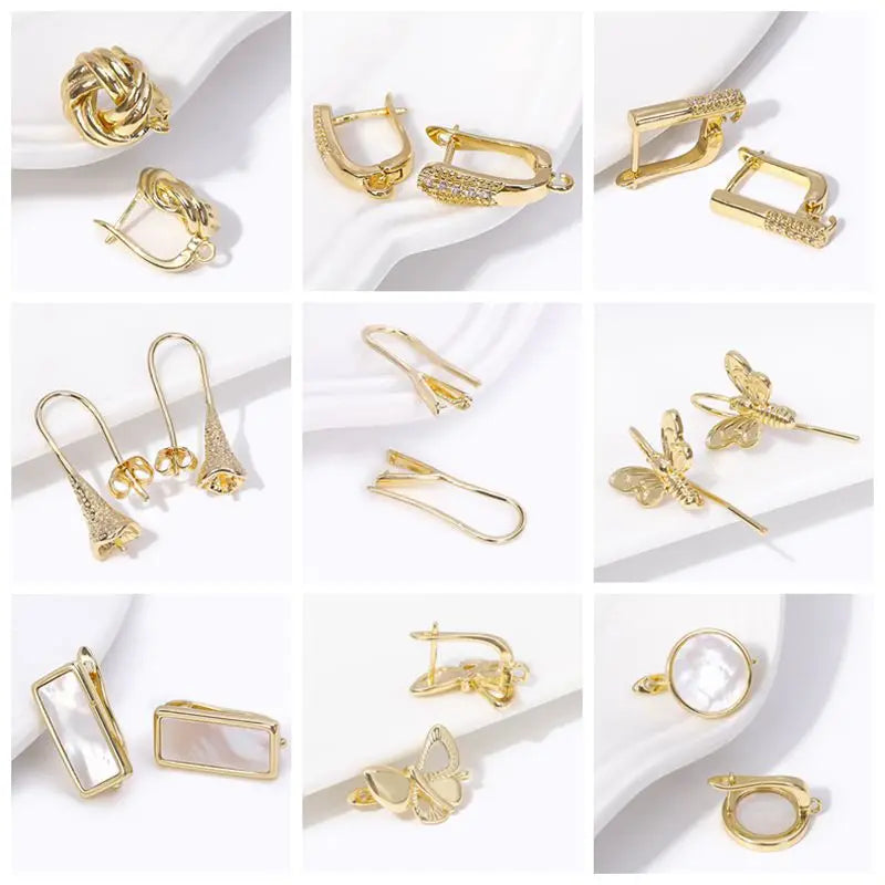 Earring Hooks with Open Loop 18K Gold Plated Ear Wire For Earrings Making Supplies Earwire DIY Accessories