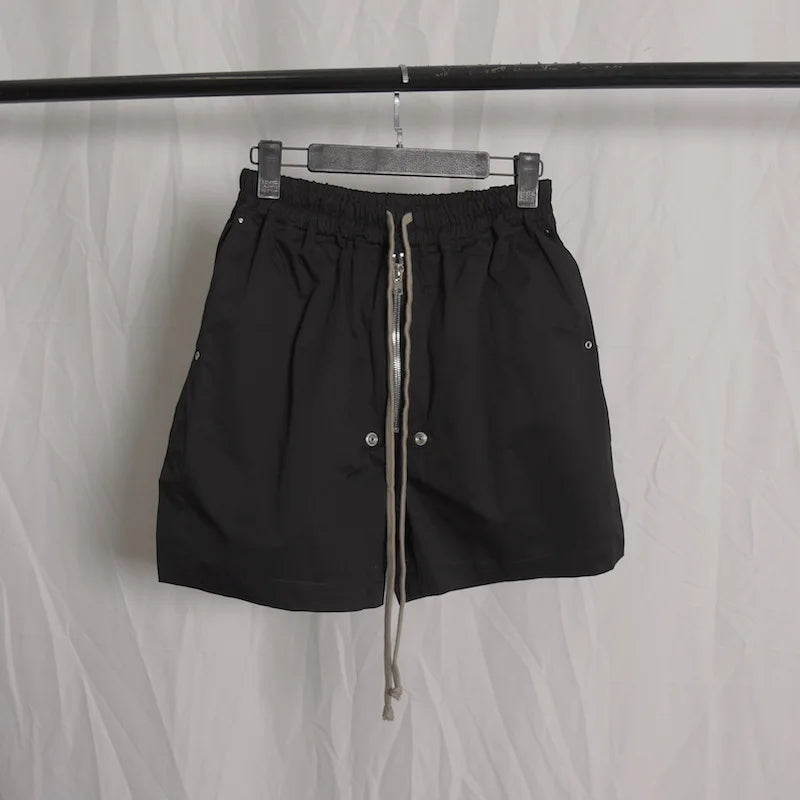 High Street Men's Pants Black Solid Casual Shorts for Man Cotton Zipper Design Men Trousers Techwear Men's Clothing