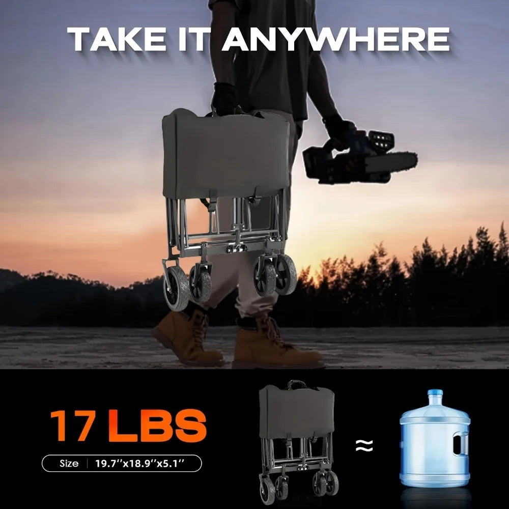 Foldable Wagon, 330/450LB Heavy Duty Foldable Utility Garden Wagon With Terrain Car storage car Wheels, Side Pockets, Portable C