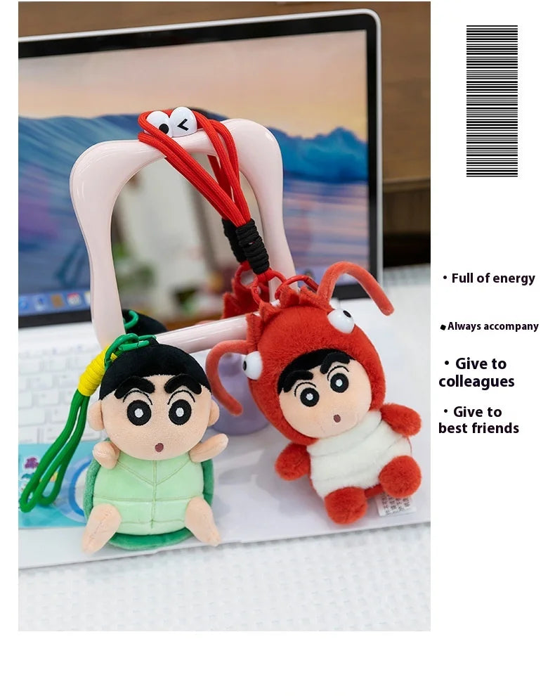 Penguin Crayon Shin-chan Plush Toy Keychain Girl Cute Bee Backpack Pendant Crayfish Doll Car Hanging Decoration Christmas Gift