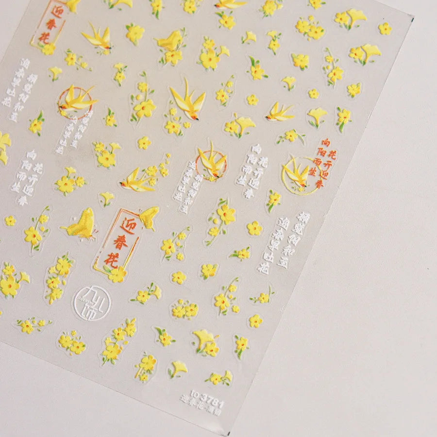 Classic Red Maple Leaves Golden Ginkgo Autumn Harvest 5D Nail Art Sticker Cute Pumpkins Ladybug Mushrooms Adhesive Manicure Deca