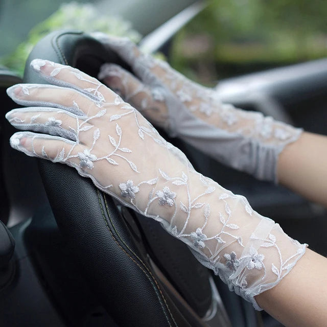 Lace Short Breathable Sun Protection Non-Slip Drive Women Thin New Gloves High Quality Ruffles Elegant Etiquette Soft