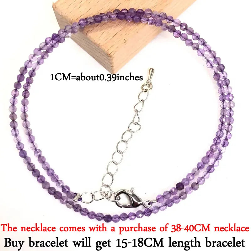 2-3mm Natural Stone Beaded Necklace Handmade Mini Tourmaline lapis crystal Energy Healing Female Bracelet for Women Jewelry Gift