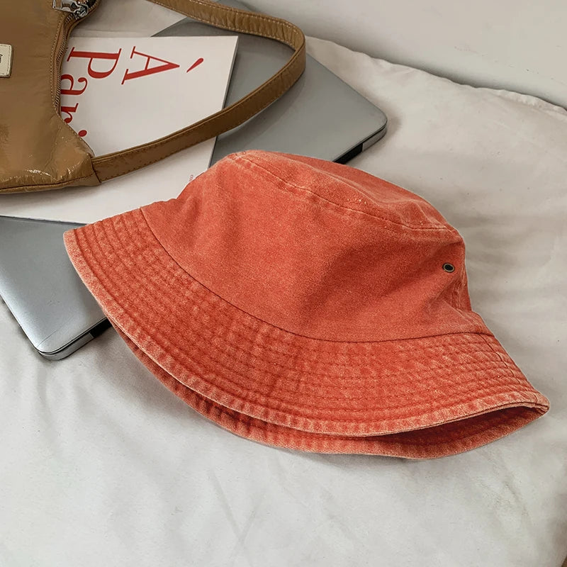 Bucket Hat Retro Washed Denim Fisherman Hat Fashionable And Versatile Sun Hat Sun Protection Fishing Hat Outdoor Hiking Hat