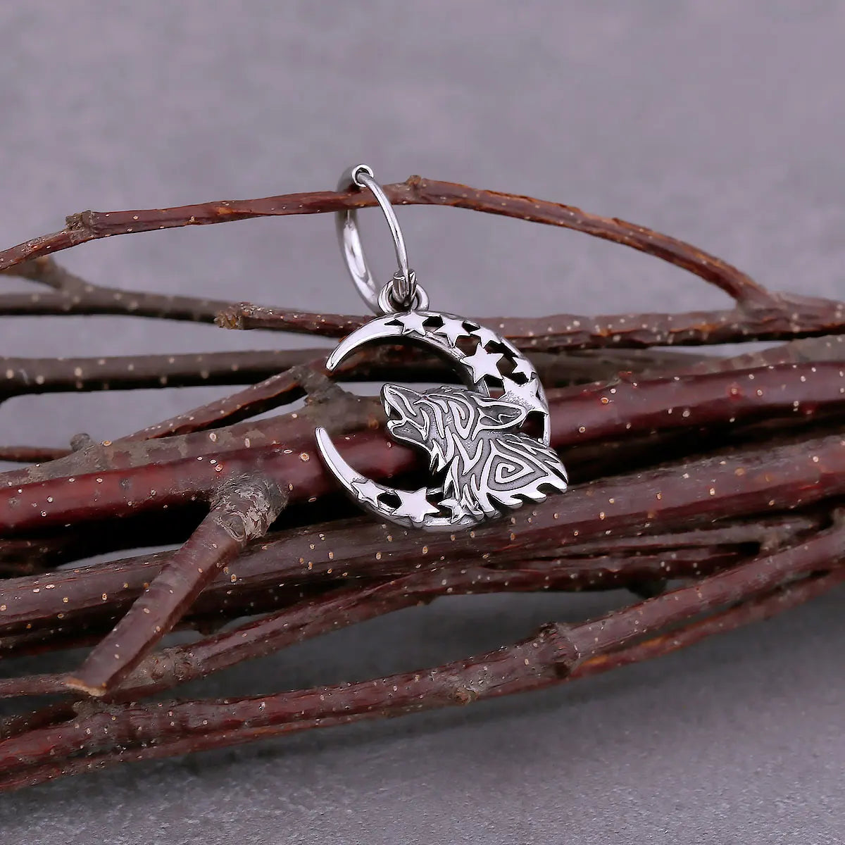 Punk Vikings Wolf Moon Star Drop Earrings For Men Nordic Odin Fashion Amulet Earrings Stainless Steel Vintage Party Gift Jewelry
