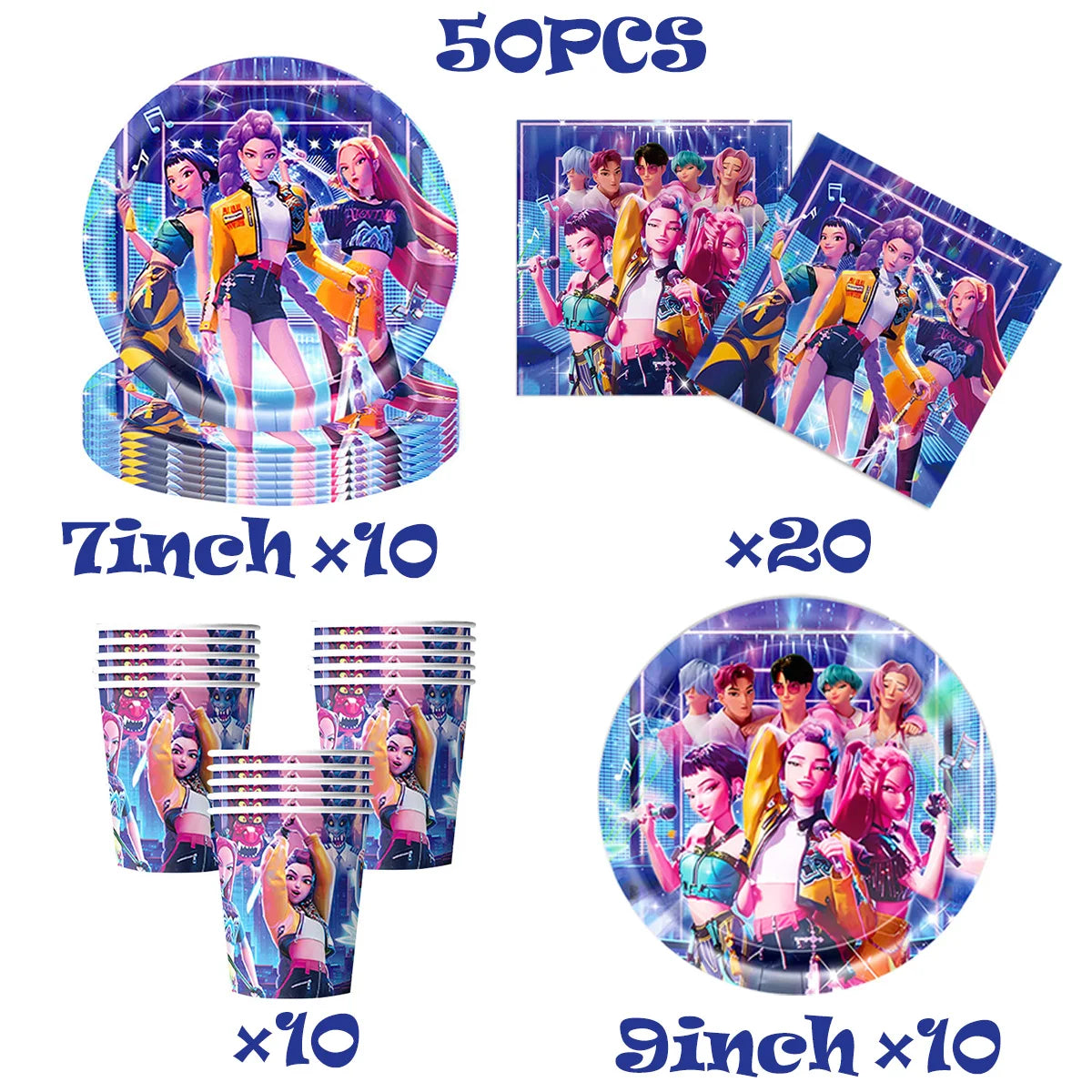 K-Ppop Demon Hunter Party Favor Disposable Tableware Set Backdrop Banner Slap Bracelets Baby shower Birthday Christmas Gift