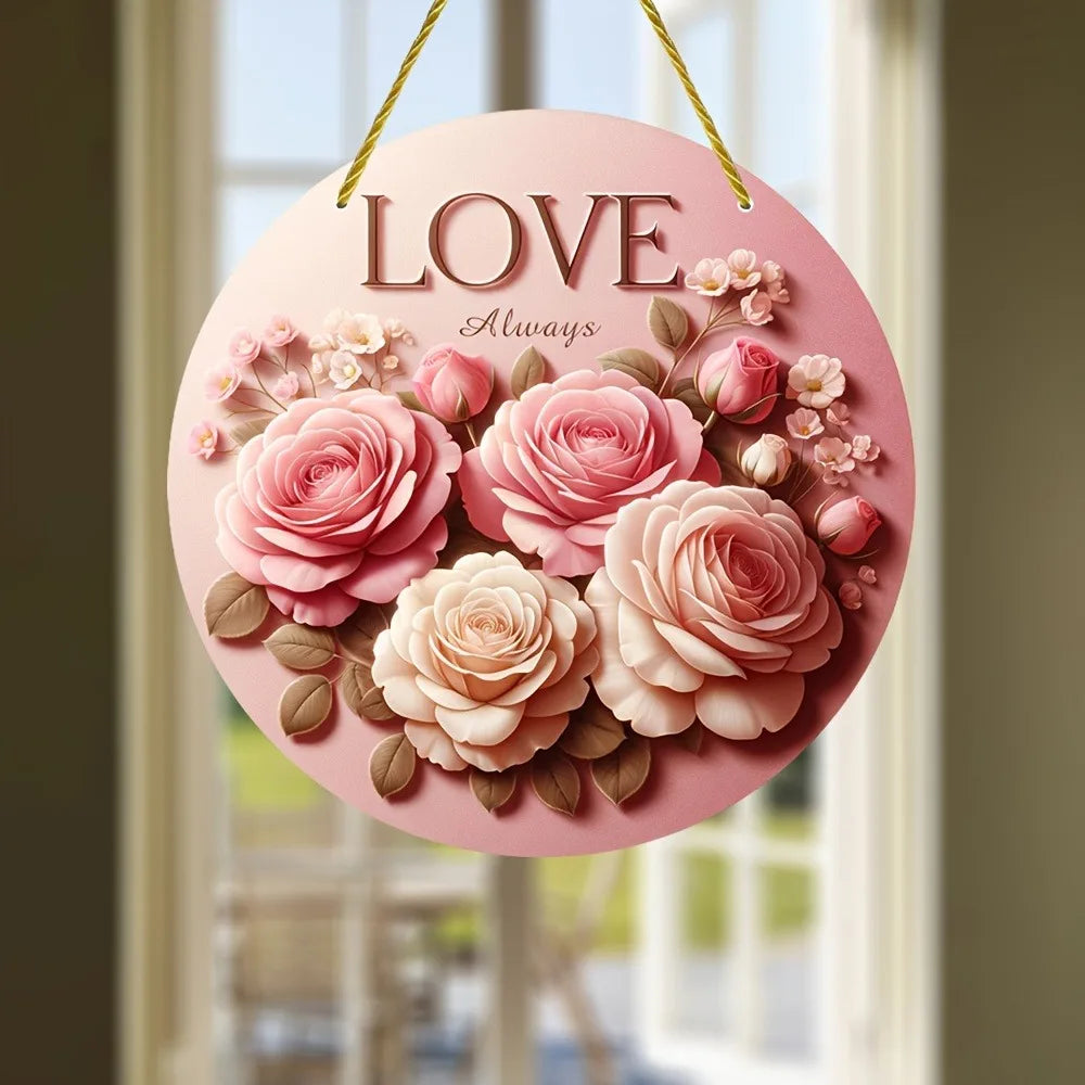 Flower Suncatcher, Stained Window Hanging, Acrylic Sign, Winter Decor, Round Sign, Wreath Sign, Wreath Center, Christmas Gift