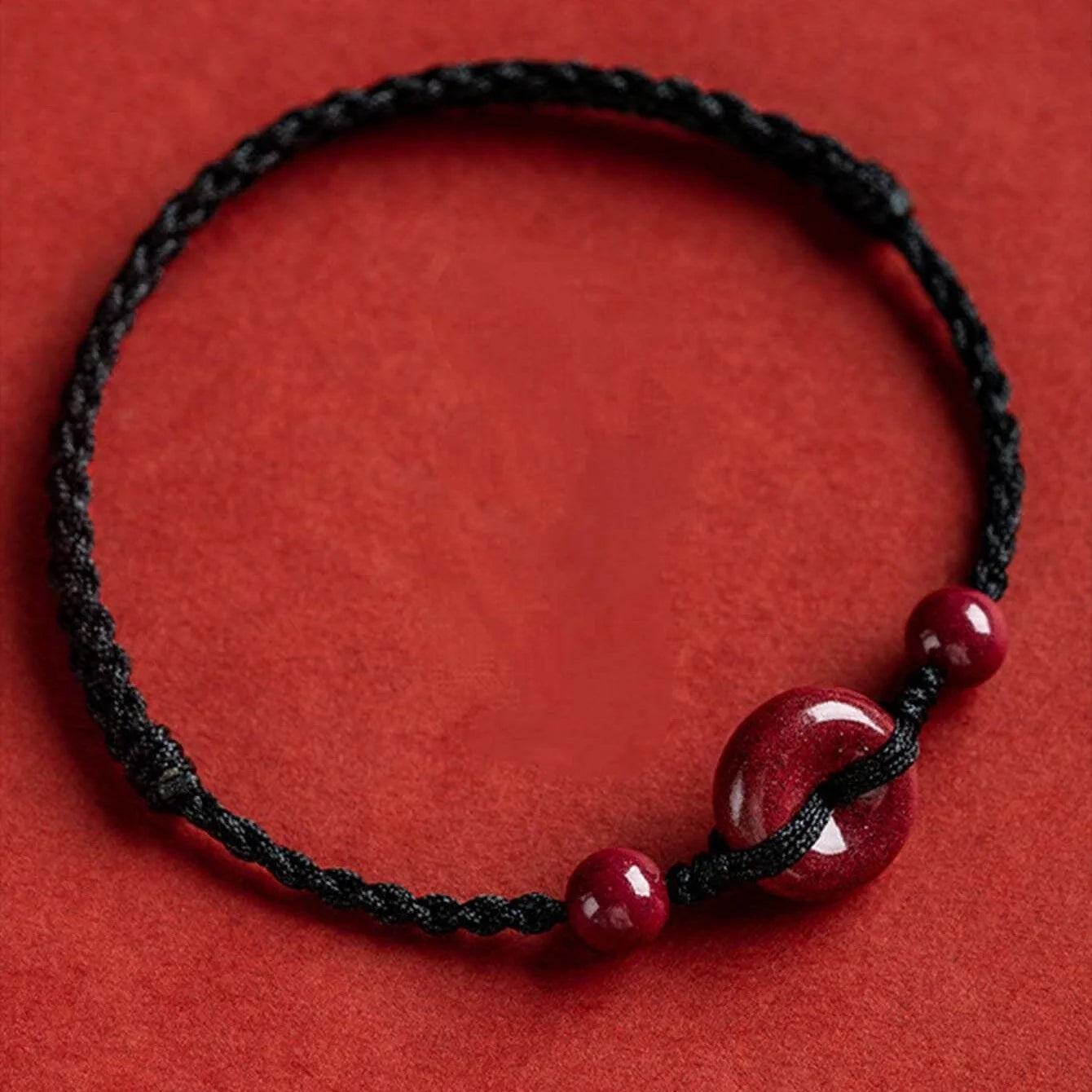 Handmade Lucky Cinnabar Red Gold Color Ping Buckle Beads Natural Stone Lotus Bracelet for Women Bracelet Party Jewelry Gift