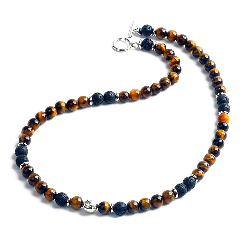 Reiki Lava Tiger Eye Stone Bracelets Men Fashion Nature Energy Stone Chakra Beads Yoga Healing Bracelet Diffuser Jewelry Pulsera