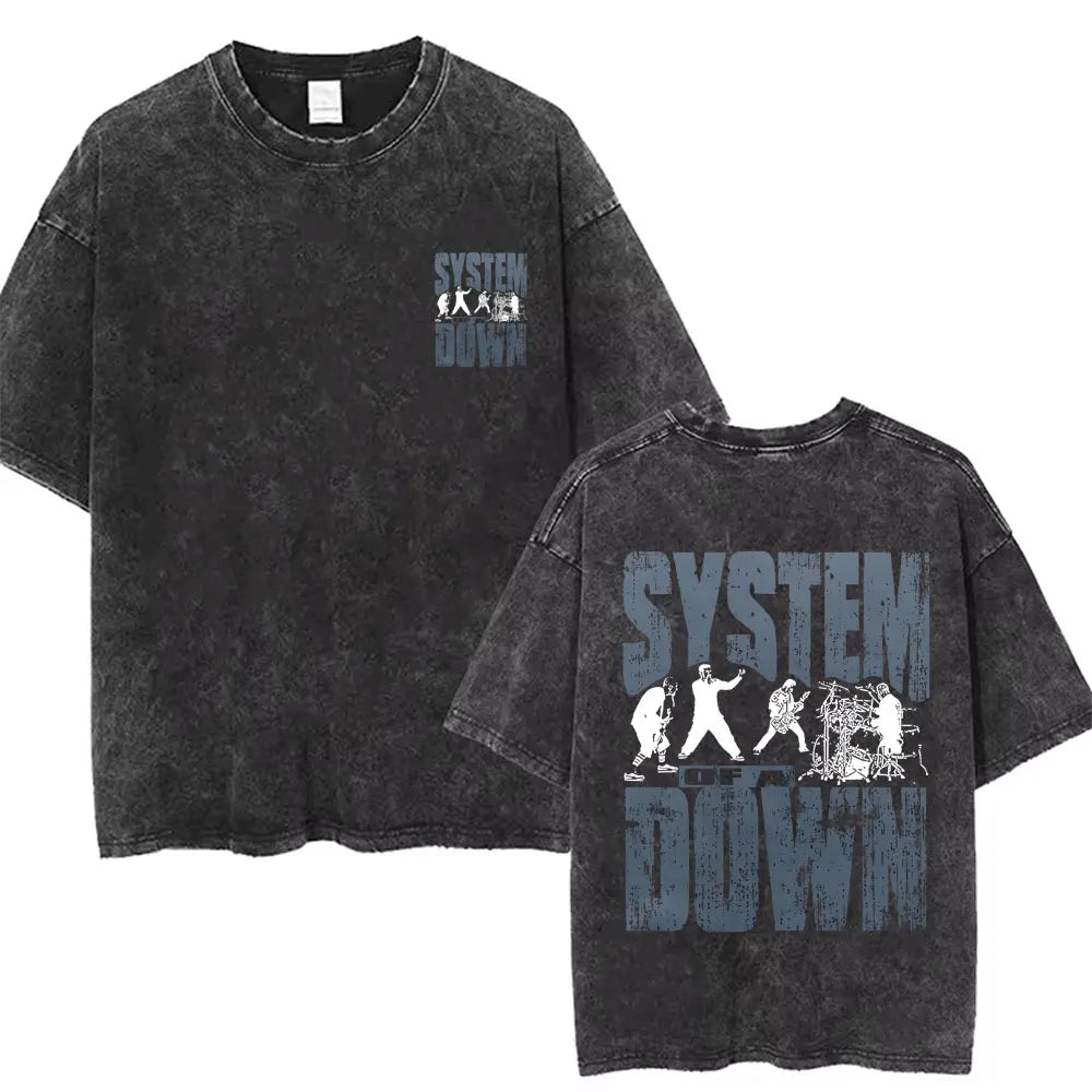 Washed Vintage System of A Down Toxicity Music Album Cover T-shirts Men Women Rock Oversized 90s Alternative Metal Merch T Shirt