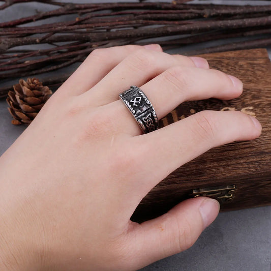 Viking Stainless Steel Celtic Knot Retro Rune Men and Women Rings Punk Fashion Simple Amulet Jewelry Gift
