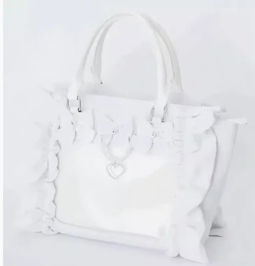 Japanese Style Mine Ita Bag Ruffled Lace Women Girls Rhienstone Pearl Bowknot Square Tote Shoulder Portable Bolso Handbags