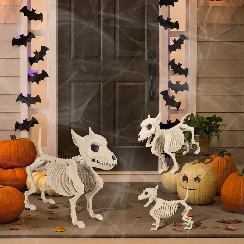 Halloween Skeleton Decoration Props Simulated Animal Models Skeleton Wolf FrogCrow Skeleton Indoor Outdoor Garden HalloweenDecor