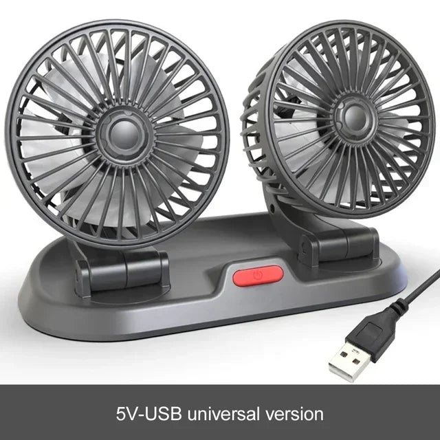 Car 5V 12V 24V Fan Cooling Car Fan Dual Head Usb Car Fan 2 Speeds Adjustable Auto Cooler Air Fan Car Accessories Wind Regulation