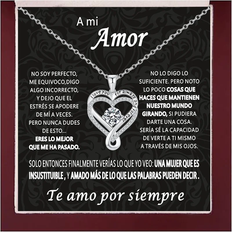 Christmas Gift To My Love Eternal Heart Double layered Heart Shaped Necklace With Gift Box Gilrfriend Wife Valentine's Day Gifts