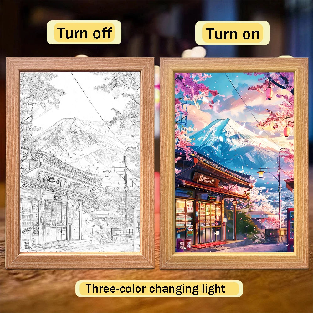 Beautiful city, Japan, Mount Fuji light picture frame, Led night light, wall light, home decoration, Christmas gift, moon light