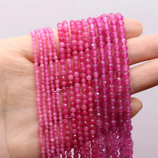 Natural Stone Beaded Faceted Pink Tourmaline Gemstone Isolation Loose Beads for Jewelry Making Diy Necklace Bracelet Accessories