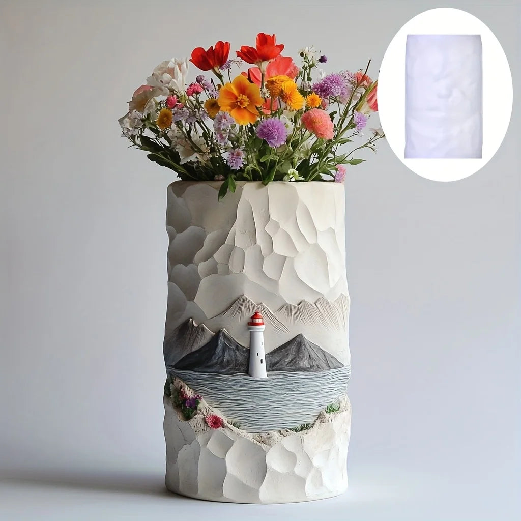 Windmill Town Succulent Plant Pot Silicone Mold  Windmill Town House Relief  Flower Pot Resin Mold Dream house storage box molds