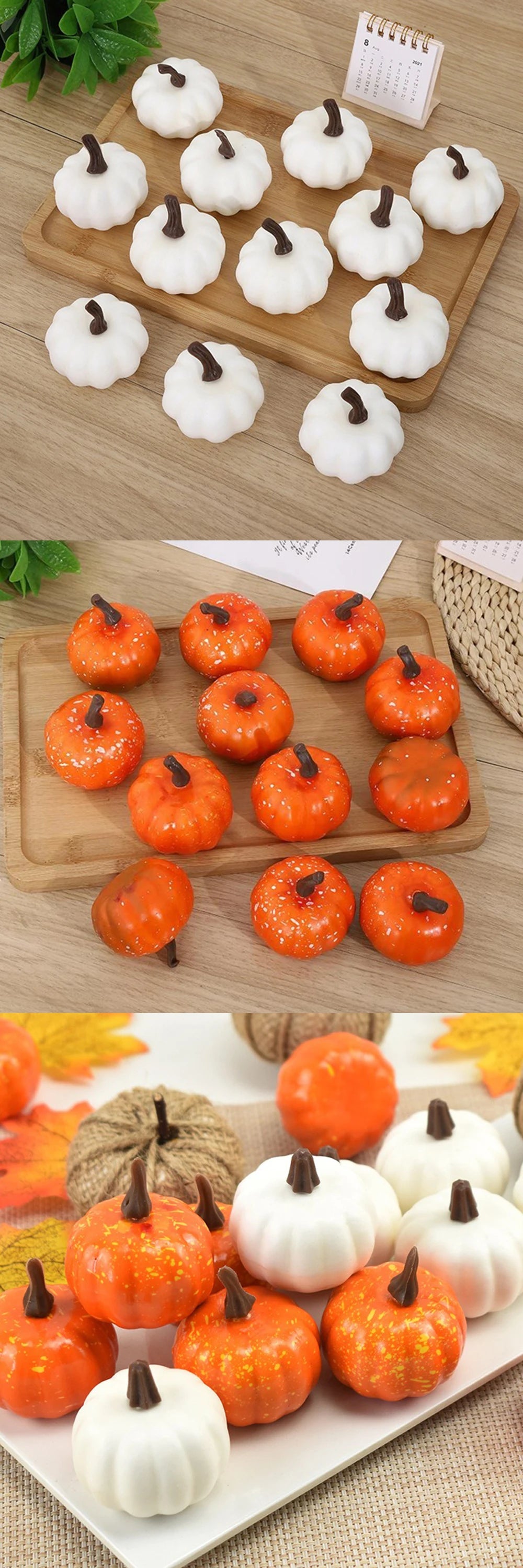 6PCS/Lot Simulated Pumpkin Yellow/White Available DIY Decoration Photography Prop for Thanksgiving Halloween Atmosphere Gift ZYF