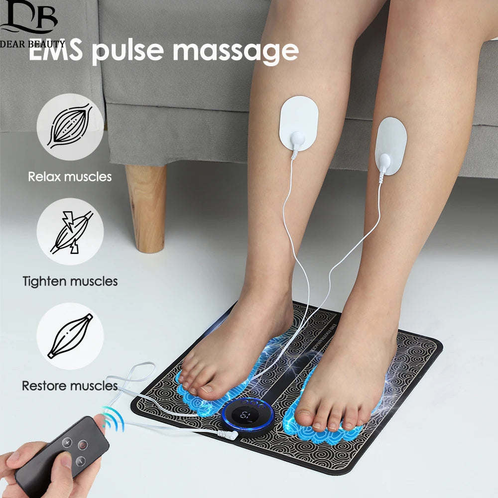 Electric Foot Massager With Electrode Patch Muscle Stimulation Blood Circulation RF EMS Pulse Foot Massage Mat Physiotherapy Pad