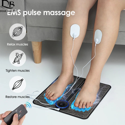 Electric Foot Massager With Electrode Patch Muscle Stimulation Blood Circulation RF EMS Pulse Foot Massage Mat Physiotherapy Pad