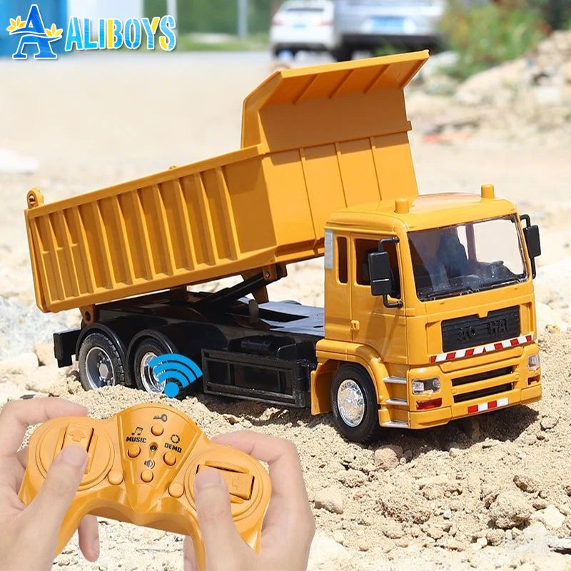 RC Truck 2.4G Remote Control Excavator Engineering Transport Vehicle 1:24 Dump Truck Mixer Heavy Crane Toy Kid Christmas Gift
