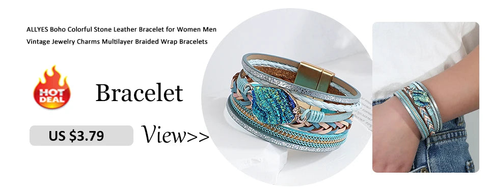 ALLYES Multicolor Rainbow Leather Bracelet Party Jewelry Gifts Fashion Multilayer Slim Strips Wrap Bangle Bracelets for Women