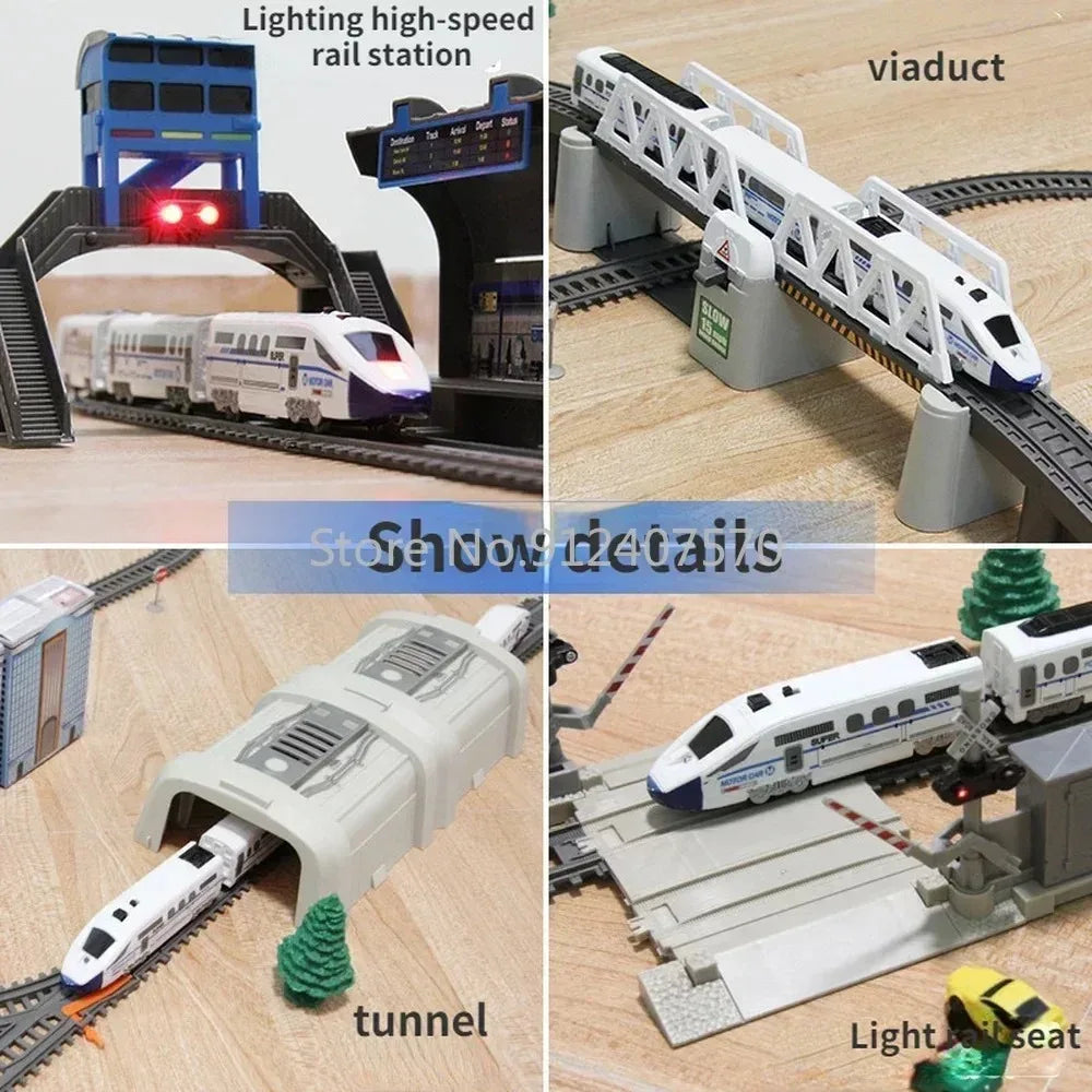 Electric Train toy High Speed Train Model Railway Track Rail Toy Car Assemble DIY Set Children Christmas Gift Toy for Boy