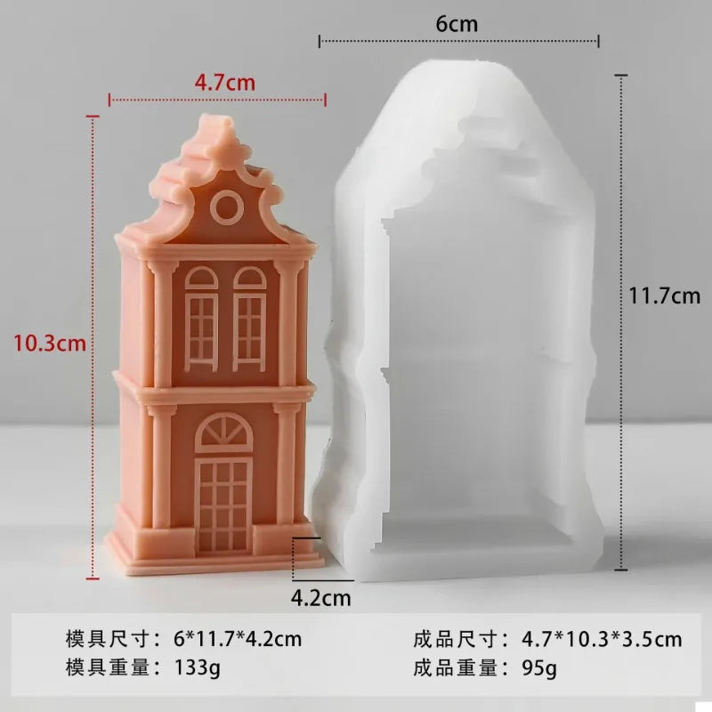 2025 Christmas House Silicone Candle Mold 3D Castle Villa Crafts Resin Gypsum Cement Mould Christmas Gift Festival Decoration