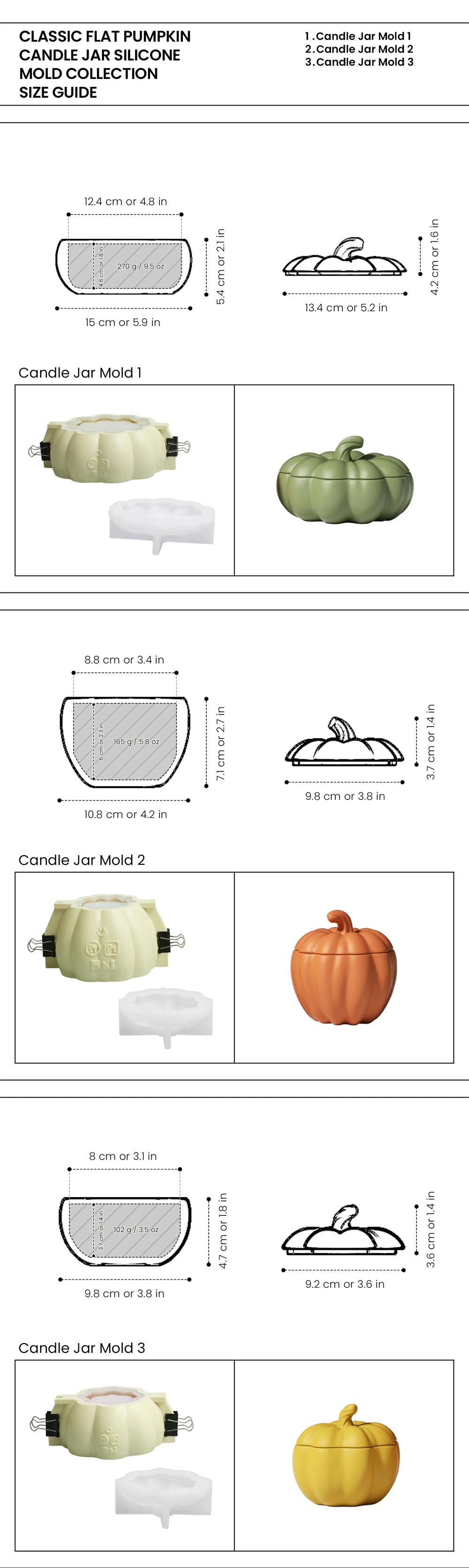 Nicole Flat Pumpkin Candle Jar Molds for Concrete Halloween Jesmonite Silicone Mould DIY Gifts Home Decor