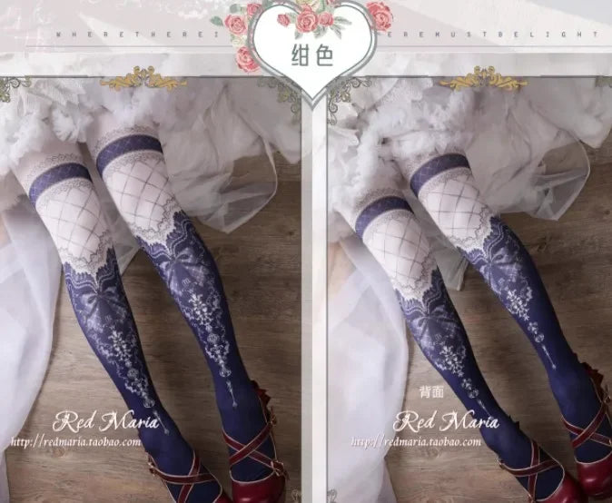 Japanese Style Lolita Socks Vintage Original Print Pantyhose Lady Girls Autumn Winter Tights Stocking Fashion Leggings
