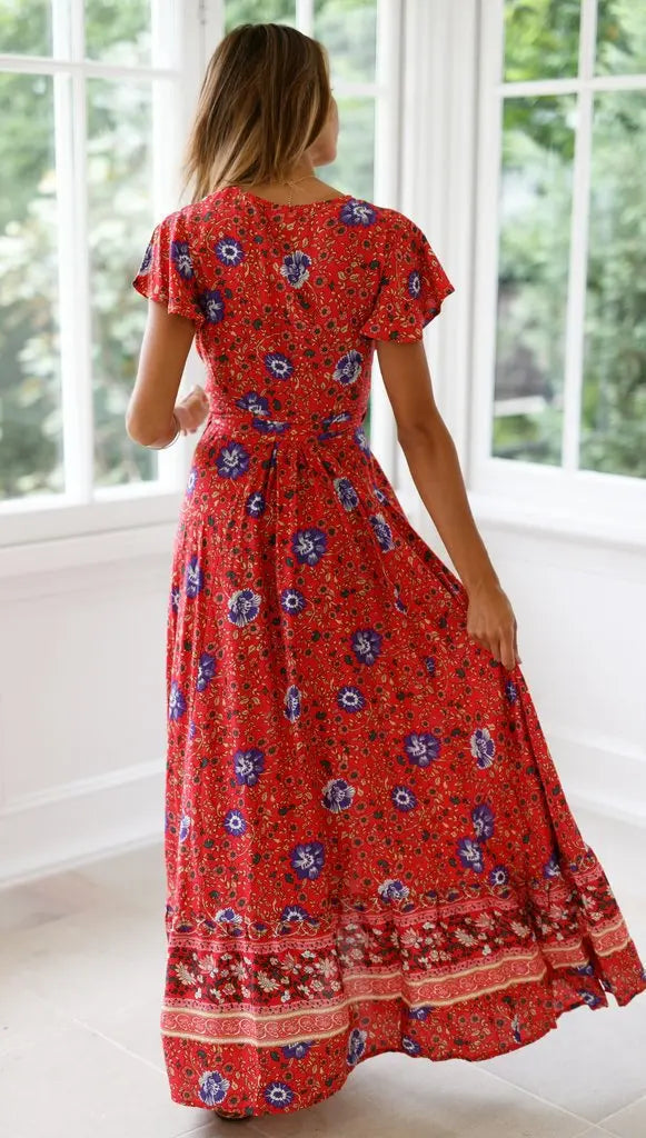 2024 Summer Leisure Hot Sale Holiday Printed Dress Sexy Long Dress Women's Wear