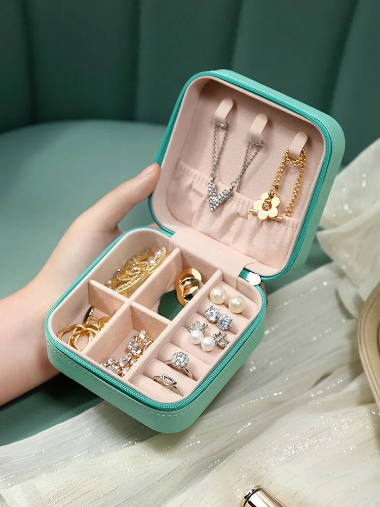 Simple ins macaroon jewelry box travel travel studs necklace ring jewelry box, portable