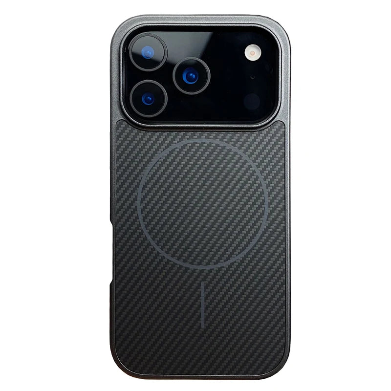 Carbon Fiber Texture MagSafe Phone Case For iPhone 17 Pro 16 pro max 15 Pro 14 13 12 Senior Frosted Wireless Charging Back Cover