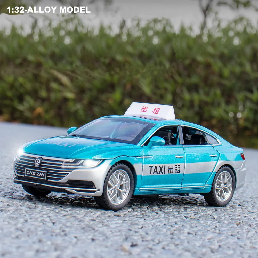 1:32 Volkswagen CC Taxi Car Model Alloy Car Die Cast Toy Car Model Sound Light Children's Toy Collectibles Christmas gift ﻿A563