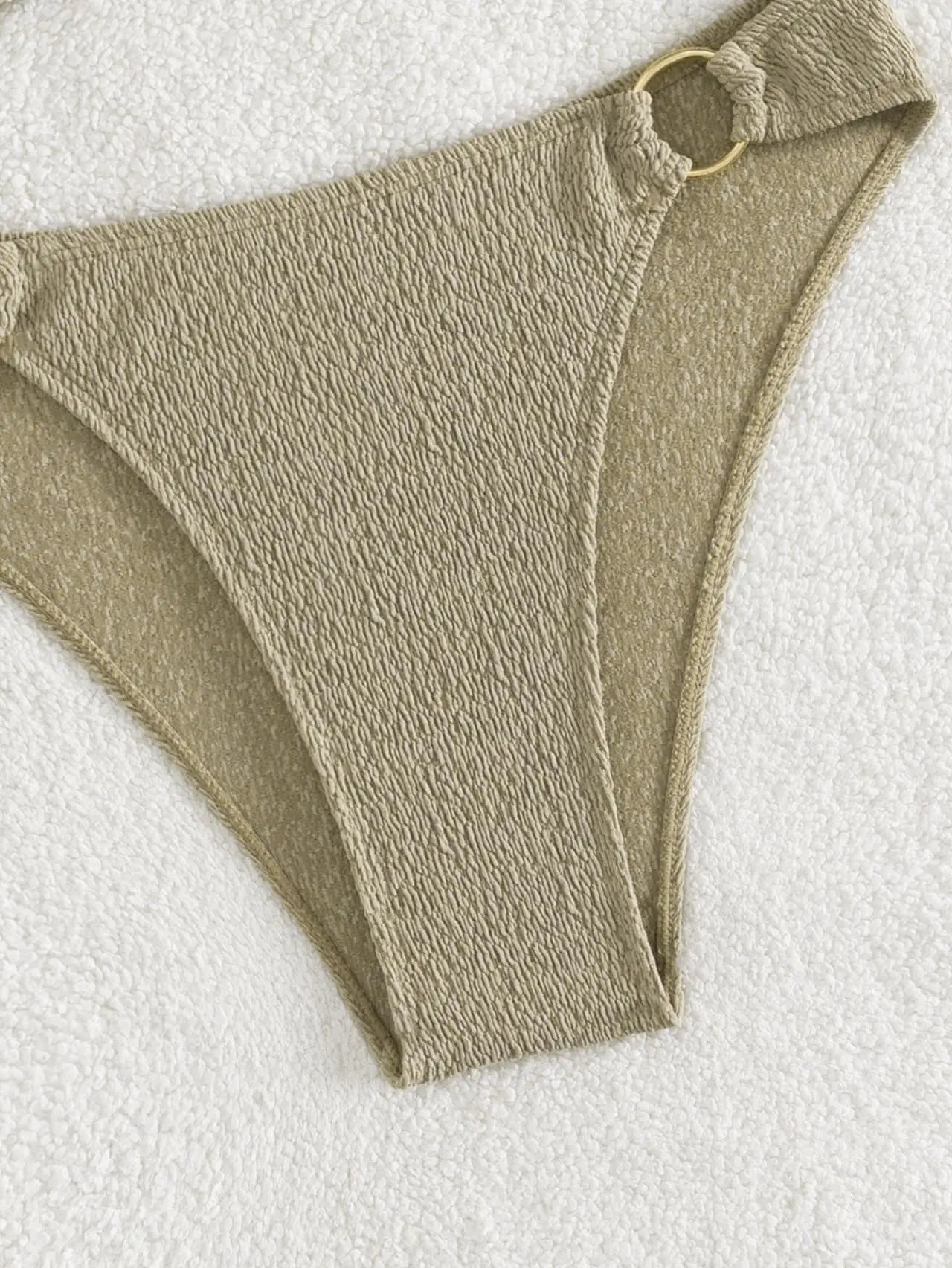 Sexy Bandeau Bikinis Sets Women Metal Ring Linked Push Up Micro Swimsuit 2025 Solid Bathing Suit Thong Swimwear Trajes De Baño