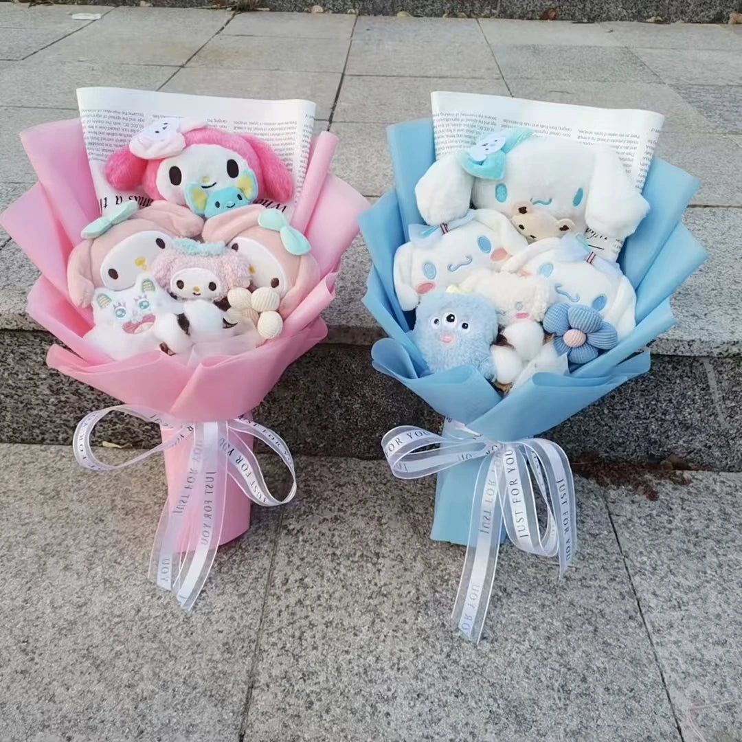 MINISO Anime Hello Kitty Kuromi Bouquet Cinnamoroll  Anime Plush Doll Toy  Valentine's Day Birthday Christmas Gift