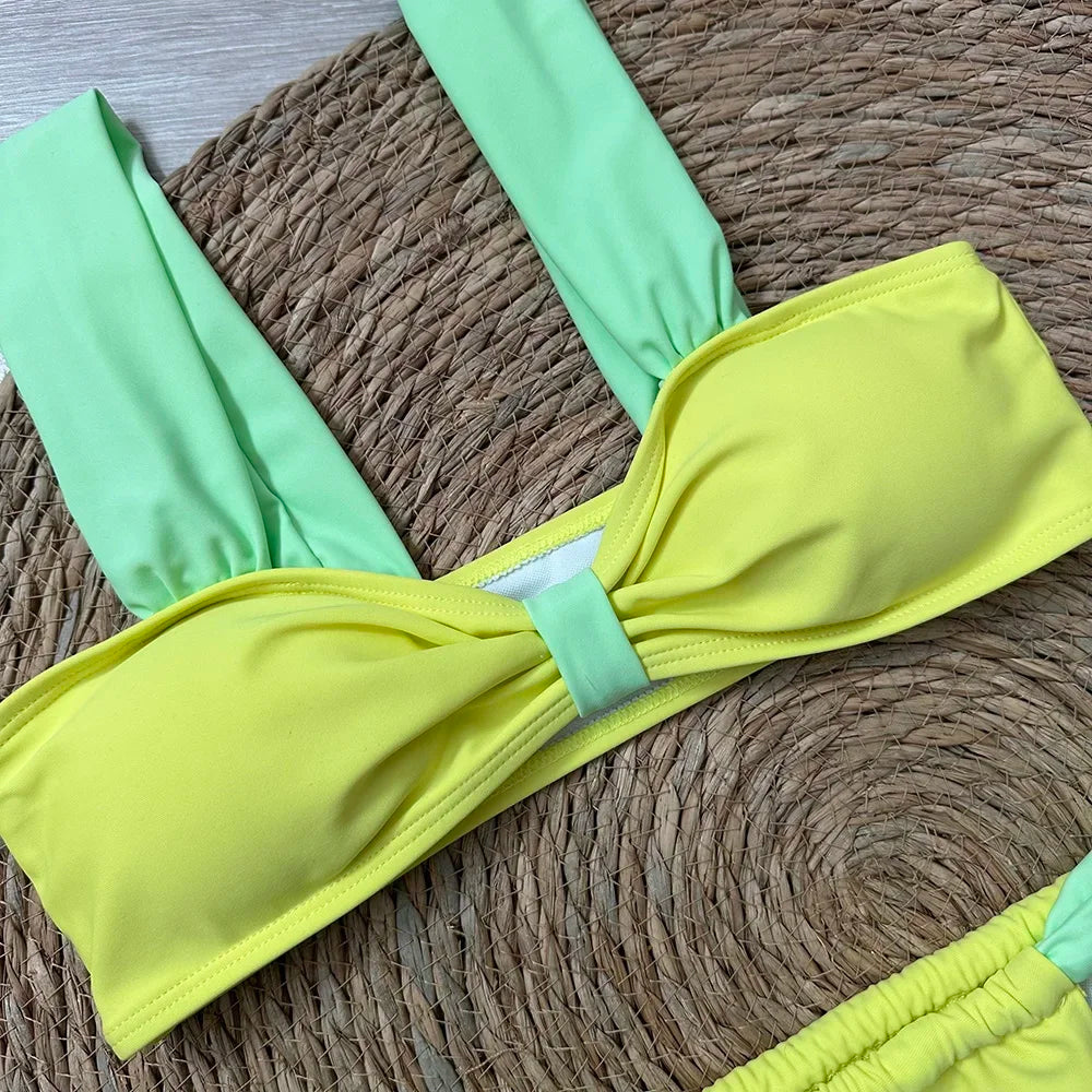 3 Pieces Bikini Set Wiht Mini Skirt Women Swimwear 2024 Sexy Bikinis Push Up Beachwear Solid Bodysuit Micro Thong Biquini Female