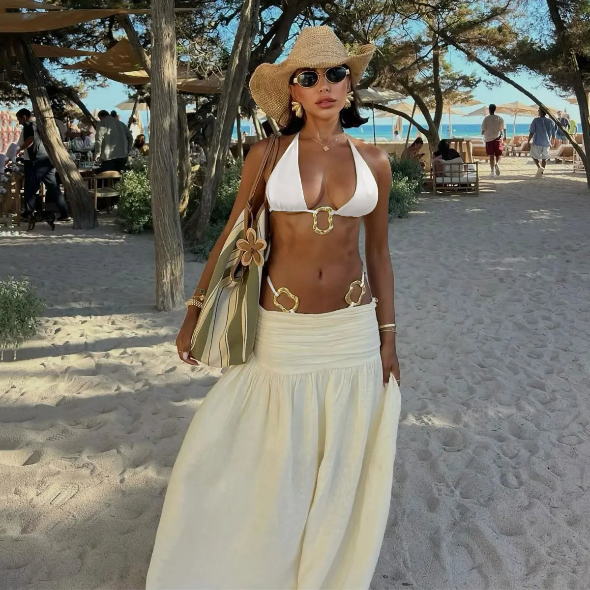 2024 Sexy Brazilian Bikini Set High Waist Golden Printed Women Swimwear Push Up Bikinis Swimsuit Female Biquini Bathing Suit