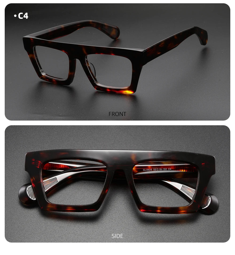Classic Thick eyeglasses male acetate frame Clear Lens Glasses for Women Men Sunglasses UV Protection Hand-Crafted Eyewear Frame