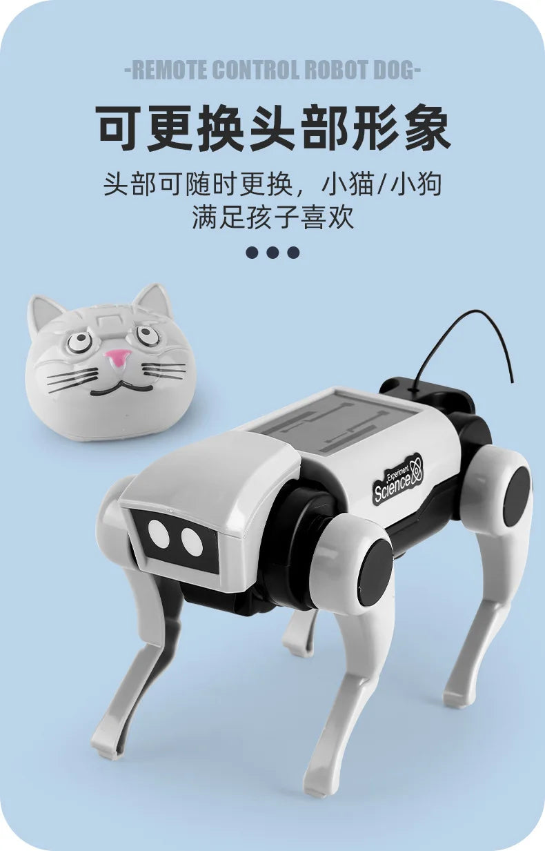 Children's Remote Control Mechanical Dog Mechanical Cat DIY Assembly Combination Walking Mechanical Dog Pet Toy Male