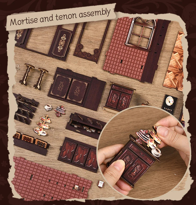 DIY Book Nook Kit Figurines Miniature Booknook Wooden Doll House 3D Puzzle Bookshelf  Dollhouses Toy For Birthday Christmas Gift