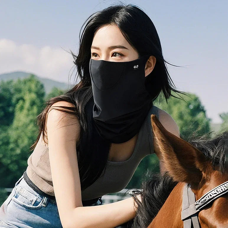 Summer Sunscreen Ice Silk Mask Neck UV Protection Face Cover Sunscreen Face with Outdoor Cycling Sun Protection Veil Tube Scarf