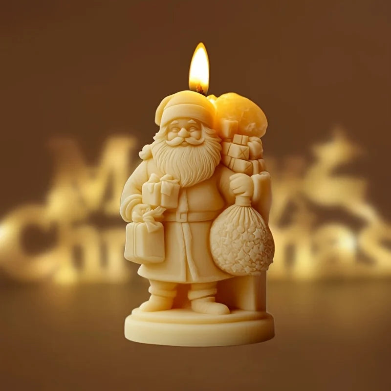 Santa Spherical Scented Candle Silicone Mold Wear Hat Santa Spherical Resin Mould Santa Relief Plaster Molds Christmas Gift