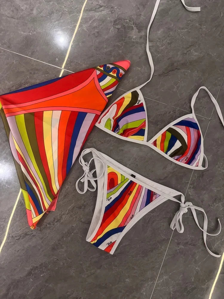 2025 Luxury Design Bikinis Headband Swimwear Women's Cut Out Swimsuits Europe Fashion Brand Lady Beachwear Scarf Bathing Suits